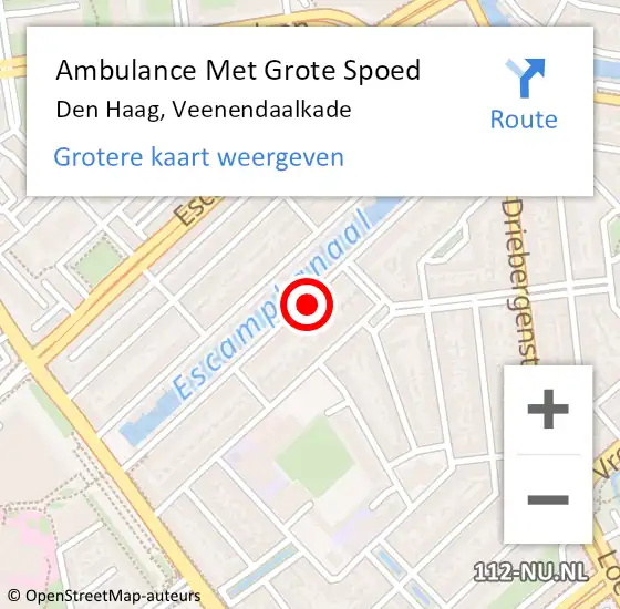 Locatie op kaart van de 112 melding: Ambulance Met Grote Spoed Naar Den Haag, Veenendaalkade op 28 september 2022 03:03