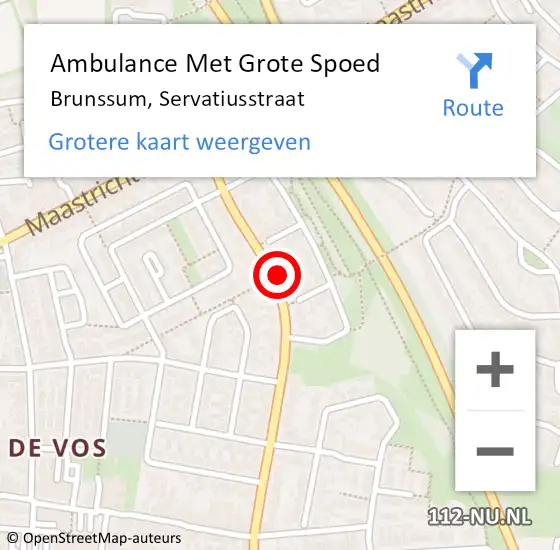 Locatie op kaart van de 112 melding: Ambulance Met Grote Spoed Naar Brunssum, Servatiusstraat op 30 juli 2014 16:54