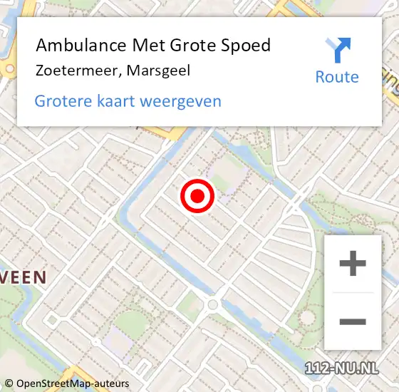 Locatie op kaart van de 112 melding: Ambulance Met Grote Spoed Naar Zoetermeer, Marsgeel op 28 september 2022 04:00