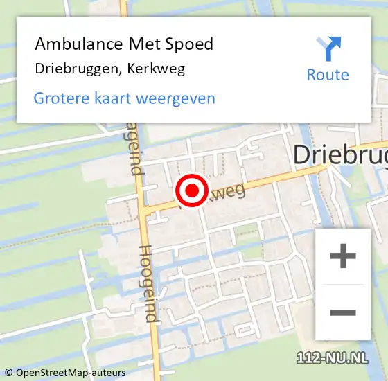Locatie op kaart van de 112 melding: Ambulance Met Spoed Naar Driebruggen, Kerkweg op 28 september 2022 06:49