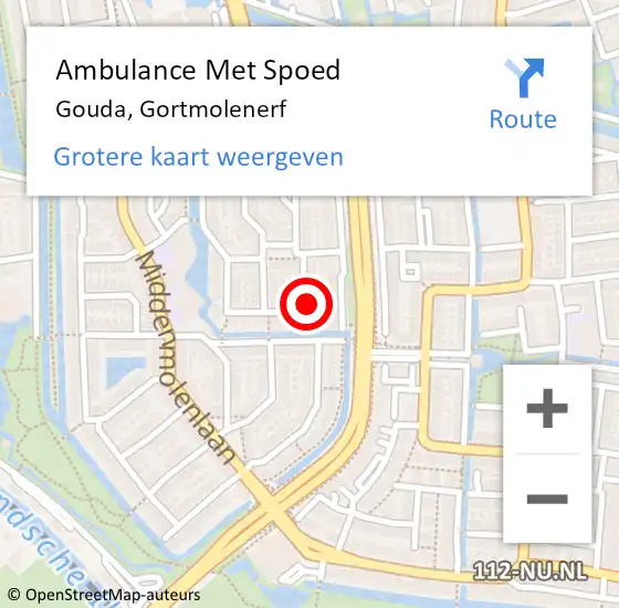 Locatie op kaart van de 112 melding: Ambulance Met Spoed Naar Gouda, Gortmolenerf op 28 september 2022 07:37