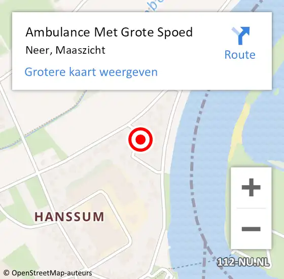 Locatie op kaart van de 112 melding: Ambulance Met Grote Spoed Naar Neer, Maaszicht op 10 oktober 2013 06:53