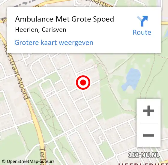 Locatie op kaart van de 112 melding: Ambulance Met Grote Spoed Naar Heerlen, Carisven op 30 juli 2014 17:06