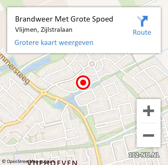 Locatie op kaart van de 112 melding: Brandweer Met Grote Spoed Naar Vlijmen, Zijlstralaan op 28 september 2022 08:29