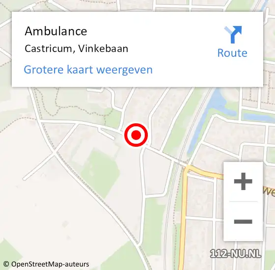 Locatie op kaart van de 112 melding: Ambulance Castricum, Vinkebaan op 28 september 2022 09:17