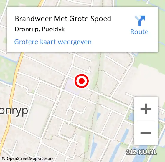 Locatie op kaart van de 112 melding: Brandweer Met Grote Spoed Naar Dronrijp, Puoldyk op 28 september 2022 09:28