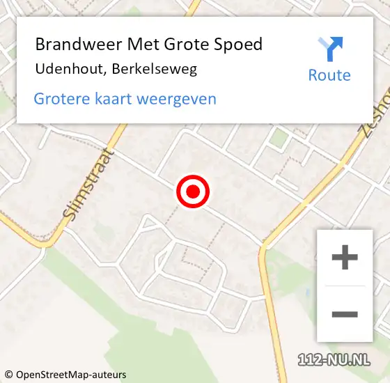 Locatie op kaart van de 112 melding: Brandweer Met Grote Spoed Naar Udenhout, Berkelseweg op 28 september 2022 09:31