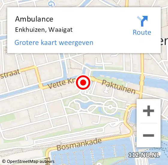 Locatie op kaart van de 112 melding: Ambulance Enkhuizen, Waaigat op 28 september 2022 09:32