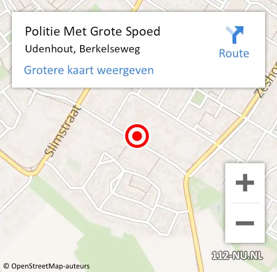Locatie op kaart van de 112 melding: Politie Met Grote Spoed Naar Udenhout, Berkelseweg op 28 september 2022 09:32