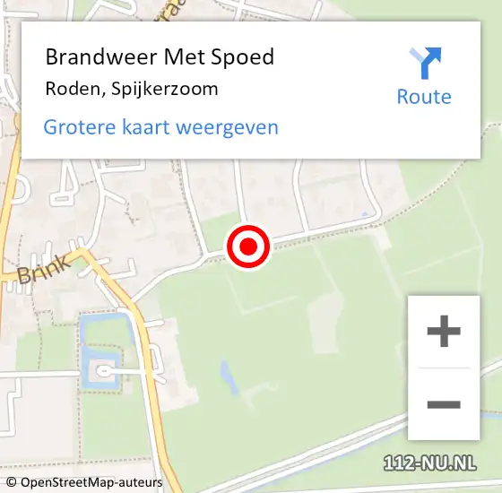 Locatie op kaart van de 112 melding: Brandweer Met Spoed Naar Roden, Spijkerzoom op 30 juli 2014 17:13