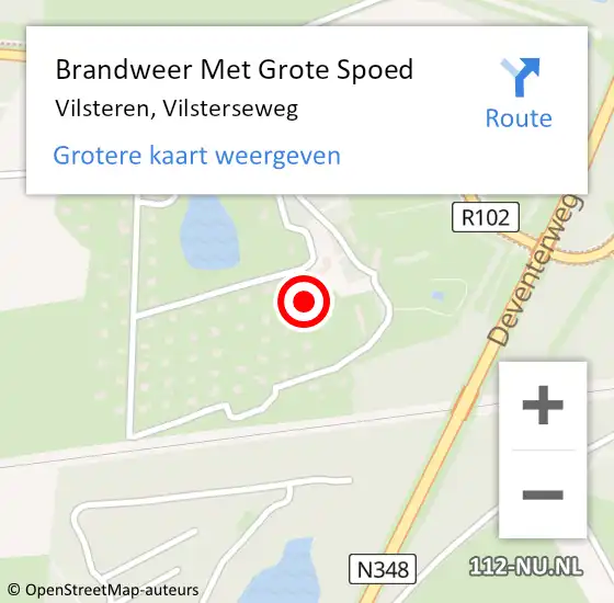 Locatie op kaart van de 112 melding: Brandweer Met Grote Spoed Naar Vilsteren, Vilsterseweg op 28 september 2022 09:40