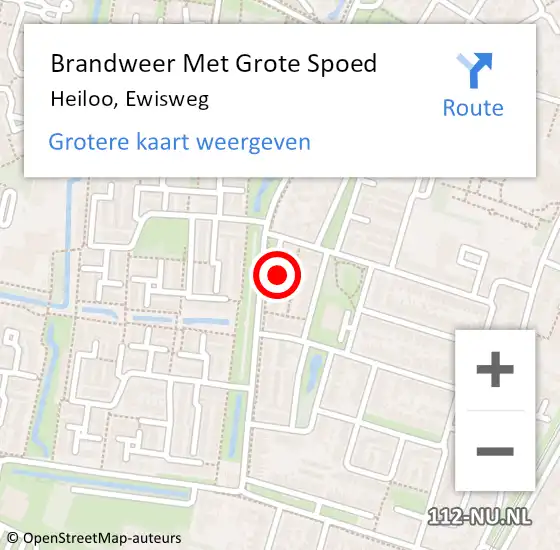 Locatie op kaart van de 112 melding: Brandweer Met Grote Spoed Naar Heiloo, Ewisweg op 28 september 2022 09:44