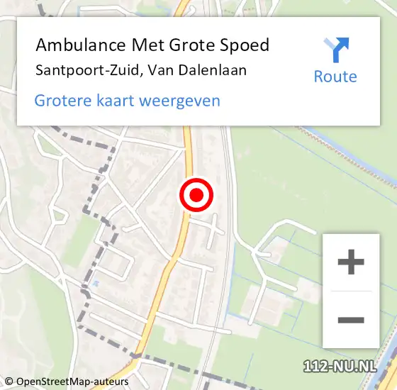 Locatie op kaart van de 112 melding: Ambulance Met Grote Spoed Naar Santpoort-Zuid, Van Dalenlaan op 28 september 2022 10:01