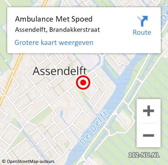 Locatie op kaart van de 112 melding: Ambulance Met Spoed Naar Assendelft, Brandakkerstraat op 28 september 2022 10:05