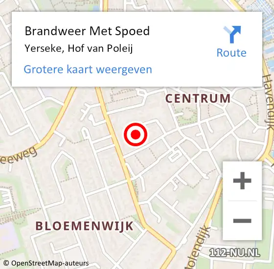 Locatie op kaart van de 112 melding: Brandweer Met Spoed Naar Yerseke, Hof van Poleij op 28 september 2022 10:06