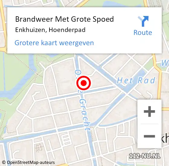 Locatie op kaart van de 112 melding: Brandweer Met Grote Spoed Naar Enkhuizen, Hoenderpad op 28 september 2022 10:19