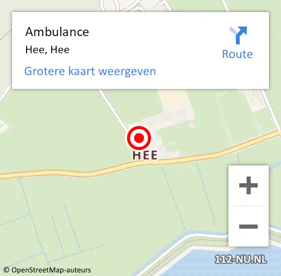 Locatie op kaart van de 112 melding: Ambulance Hee, Hee op 28 september 2022 10:21