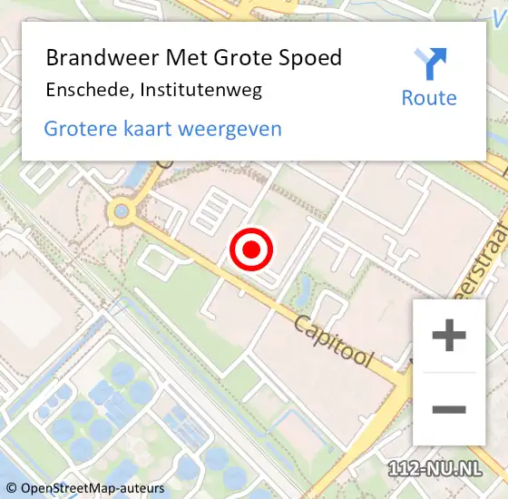 Locatie op kaart van de 112 melding: Brandweer Met Grote Spoed Naar Enschede, Institutenweg op 28 september 2022 10:25