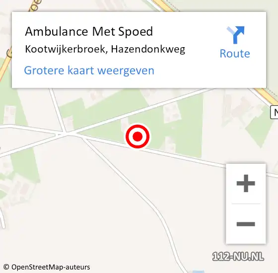 Locatie op kaart van de 112 melding: Ambulance Met Spoed Naar Kootwijkerbroek, Hazendonkweg op 28 september 2022 10:45