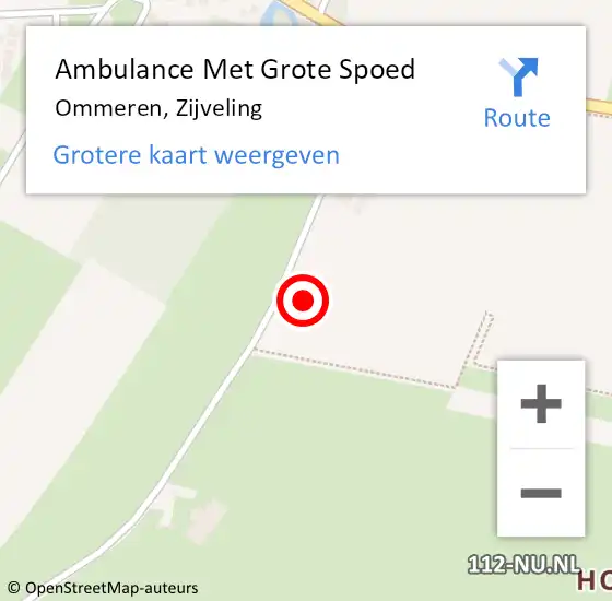 Locatie op kaart van de 112 melding: Ambulance Met Grote Spoed Naar Ommeren, Zijveling op 28 september 2022 11:29