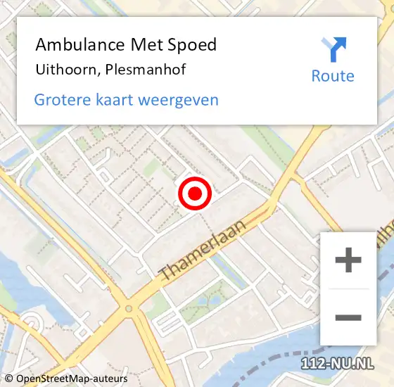 Locatie op kaart van de 112 melding: Ambulance Met Spoed Naar Uithoorn, Plesmanhof op 28 september 2022 11:35