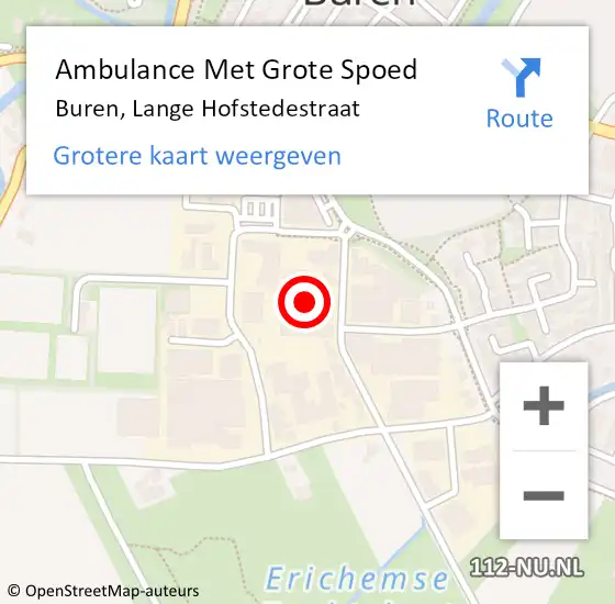 Locatie op kaart van de 112 melding: Ambulance Met Grote Spoed Naar Buren, Lange Hofstedestraat op 28 september 2022 11:39