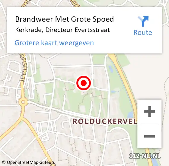 Locatie op kaart van de 112 melding: Brandweer Met Grote Spoed Naar Kerkrade, Directeur Evertsstraat op 28 september 2022 11:52
