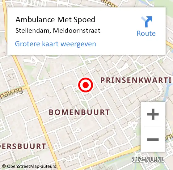 Locatie op kaart van de 112 melding: Ambulance Met Spoed Naar Stellendam, Meidoornstraat op 28 september 2022 11:53