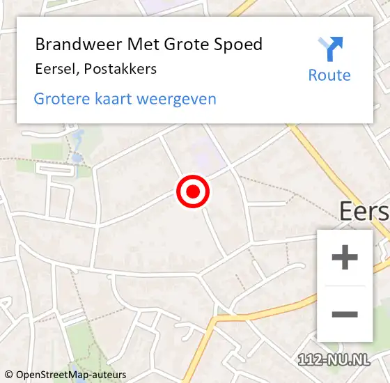 Locatie op kaart van de 112 melding: Brandweer Met Grote Spoed Naar Eersel, Postakkers op 28 september 2022 12:17