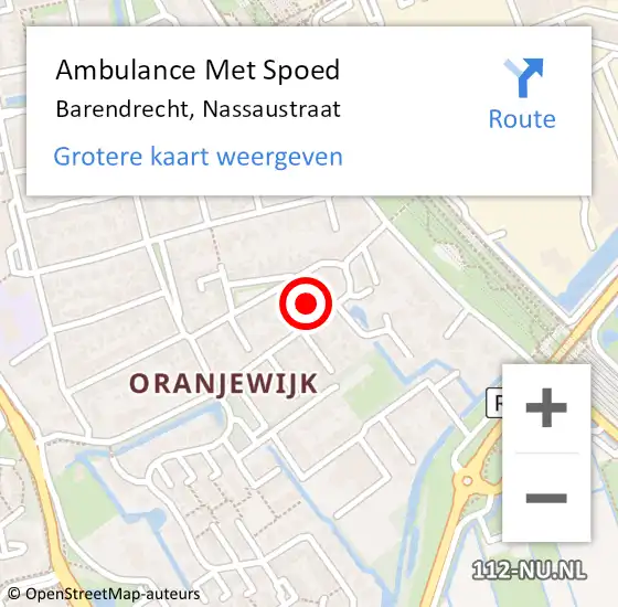 Locatie op kaart van de 112 melding: Ambulance Met Spoed Naar Barendrecht, Nassaustraat op 28 september 2022 12:25