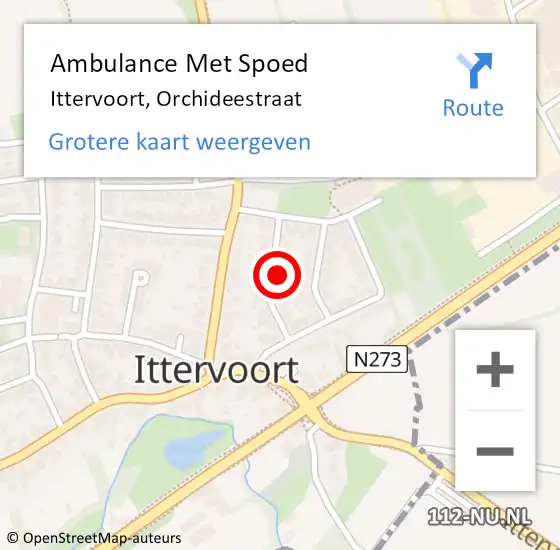 Locatie op kaart van de 112 melding: Ambulance Met Spoed Naar Ittervoort, Orchideestraat op 28 september 2022 12:26