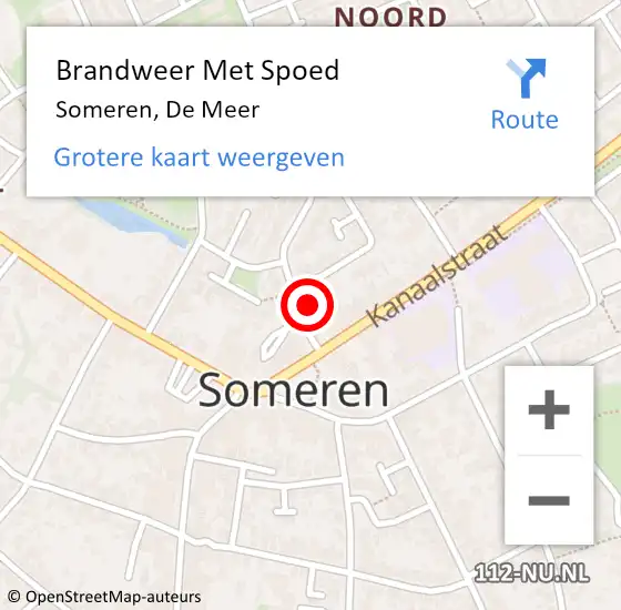 Locatie op kaart van de 112 melding: Brandweer Met Spoed Naar Someren, De Meer op 28 september 2022 12:44