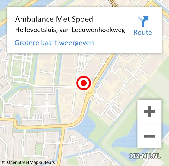 Locatie op kaart van de 112 melding: Ambulance Met Spoed Naar Hellevoetsluis, van Leeuwenhoekweg op 28 september 2022 13:40