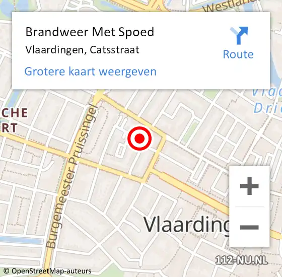 Locatie op kaart van de 112 melding: Brandweer Met Spoed Naar Vlaardingen, Catsstraat op 28 september 2022 13:42