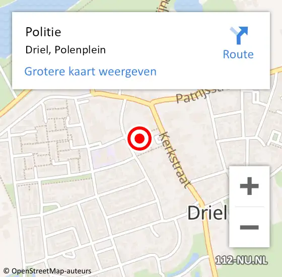 Locatie op kaart van de 112 melding: Politie Driel, Polenplein op 28 september 2022 13:47