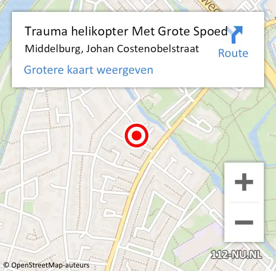 Locatie op kaart van de 112 melding: Trauma helikopter Met Grote Spoed Naar Middelburg, Johan Costenobelstraat op 28 september 2022 13:51