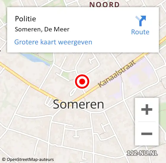 Locatie op kaart van de 112 melding: Politie Someren, De Meer op 28 september 2022 13:53