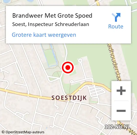 Locatie op kaart van de 112 melding: Brandweer Met Grote Spoed Naar Soest, Inspecteur Schreuderlaan op 28 september 2022 15:02