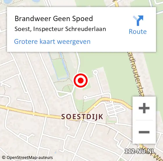 Locatie op kaart van de 112 melding: Brandweer Geen Spoed Naar Soest, Inspecteur Schreuderlaan op 28 september 2022 15:05