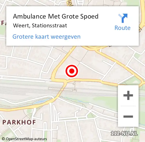 Locatie op kaart van de 112 melding: Ambulance Met Grote Spoed Naar Weert, Stationsstraat op 28 september 2022 15:06