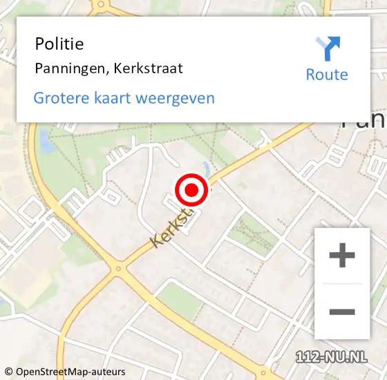 Locatie op kaart van de 112 melding: Politie Panningen, Kerkstraat op 28 september 2022 15:22