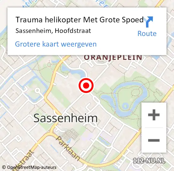 Locatie op kaart van de 112 melding: Trauma helikopter Met Grote Spoed Naar Sassenheim, Hoofdstraat op 28 september 2022 15:29