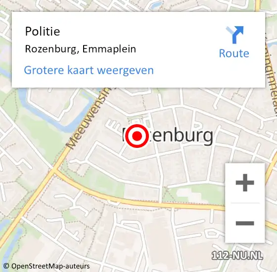 Locatie op kaart van de 112 melding: Politie Rozenburg, Emmaplein op 28 september 2022 15:29