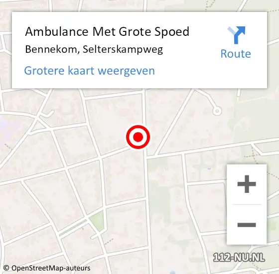 Locatie op kaart van de 112 melding: Ambulance Met Grote Spoed Naar Bennekom, Selterskampweg op 28 september 2022 15:31