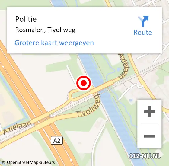 Locatie op kaart van de 112 melding: Politie Rosmalen, Tivoliweg op 28 september 2022 15:42