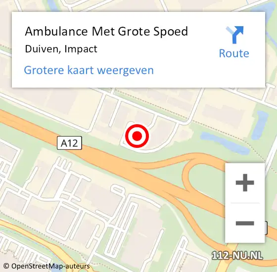 Locatie op kaart van de 112 melding: Ambulance Met Grote Spoed Naar Duiven, Impact op 28 september 2022 16:09