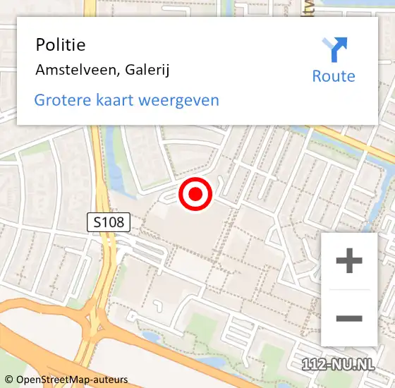 Locatie op kaart van de 112 melding: Politie Amstelveen, Galerij op 30 juli 2014 18:12