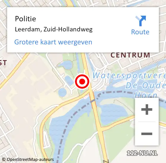 Locatie op kaart van de 112 melding: Politie Leerdam, Zuid-Hollandweg op 28 september 2022 16:33