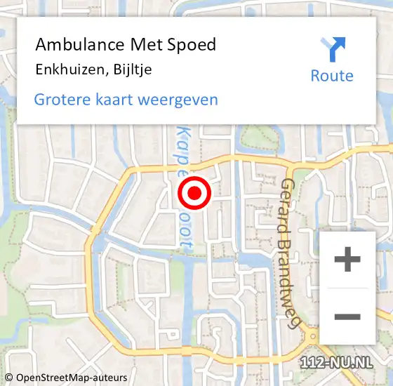 Locatie op kaart van de 112 melding: Ambulance Met Spoed Naar Enkhuizen, Bijltje op 28 september 2022 16:41