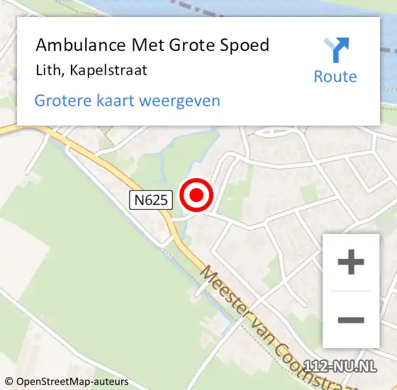 Locatie op kaart van de 112 melding: Ambulance Met Grote Spoed Naar Lith, Kapelstraat op 30 juli 2014 18:15